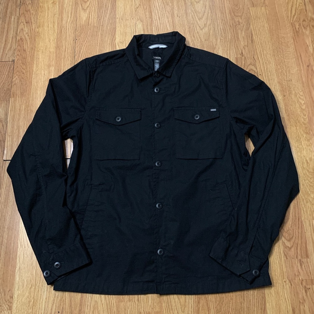 Vuori Boulevard Shirt Jacket Mens Size Large Black Pockets Button Down